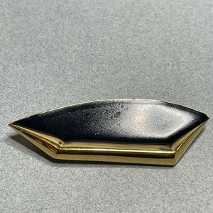 Monet Gold Tone & Enamel Modernist Brooch Beveled Edge